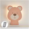 Lights4fun Applique Murale Orso con 18 LED Bianchi Caldi a Pile per Arredo Cameretta Bimbi