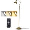 ACMHNC Lampada da Terra Salotto Vintage, 12W Piantana Lampada da Terra con Telecomando, Dimmerabile 3000/4500/6000K, attacco E27, Paralume Regolabile, per Soggiorno, Divano, Angolo, Bronzo