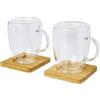 Seasons Set tazze da caffè in vetro con sottobicchiere in bamboo Manti personalizzate o neutre