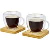 Seasons Set 2 tazzine caffè di vetro con sottobicchiere in bamboo personalizzate o neutre