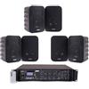 MASTERSTORE24 Kit sistema filodiffusione Amplificatore Bluetooth/USB 6 Diffusori da muro neri