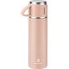 GIOGD Thermos isolato sotto vuoto, 500 ml, in acciaio inox, con tazza per caffè, acqua, bevande calde e fredde, rosa, singolo