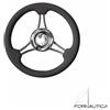 SAVORETTI VOLANTE A 3 RAZZE INOX NERO - Ø MM.350 | GOMMONE BARCA NAUTICA