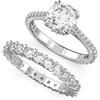 Swarovski Anello Stilla, Set (2), Taglio rotondo, Bianco, Placcato rodio