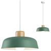 HJXDtech Lampadario a sospensione rotondo moderno in metallo colorato semplice, Lampada da soffitto E27 con finitura in legno Luce per soggiorno cucina camera da letto (Verde)