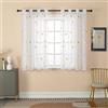 GIRASOLE HOME® Coppia Tende Voile Filtranti Fantasia Stelle Dorate Tenda Bianca per Interni con Occhielli 2 Pannelli (Stelle Oro, 140x145cm)
