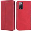 OKZone Cover per Samsung Galaxy S20 FE, Custodia Flip Pelle Portafoglio Magnetica Libro [Slot Schede], Silicone TPU Bumper Wallet Supporto Cover, Antiurto [Kickstand] (Rosso)