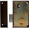 Amig - Serratura a Sovrapposizione a Destra con Leva di Chiusura e Linguetta per Porte in Legno Mod. 75P | 67 x 112 mm | Cilindro rotondo di sicurezza | Acciaio marrone