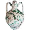 Ceramiche Angela Rinaldi - Anfora Fiasca in Ceramica di Vietri dipinta a mano Maioliche Design Terracotta (verde e manganese, Altezza cm 25 diametro pancia cm 16 kg 1,50)
