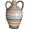 Ceramiche Angela Rinaldi - Anfora Fiasca in Ceramica di Vietri dipinta a mano Maioliche Design Terracotta (viola giallo e manganese, Altezza cm 25 diametro pancia cm 16 kg 1,50)