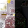 GC GAVENO CAVAILIA Set copripiumino per letto matrimoniale con unicorno arcobaleno scuro che si illumina al buio, in morbido pile, morbido e accogliente, in poliestere, per letto matrimoniale