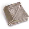 Linder 5047/10/841 - Morbida Coperta in Poliestere, Colore: Bianco, 100% Poliestere, Grigio/Beige, 130x180
