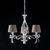 BeLight Lampadario in ferro laccato bianco con decorazione effetto shabby chic e paralumi diametro 16 in pvc tortora 3 luci