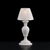 Bonetti Illumina Lumetto in legno bianco shabby 1 luce con paralume dm.20 Fiorenza