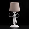 BeLight Lumetto in ferro laccato bianco con decorazione effetto shabby chic e paralumi diametro 16 in pvc tortora 1 luce