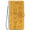 Fertuo Cover per iPhone 13, Custodia Portafoglio a Libro in Pelle Flip Cover con Porta Carte, Chiusura Magnetica [Disegni di Gatto Cane] Case Antiurto per Apple iPhone 13, Giallo
