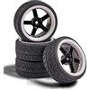 Carson 500900165 - Set di ruote 1:10, design (4) nero/bianco, accessori per modellismo, pezzo di ricambio, tuning, pneumatici, set di pneumatici