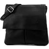 SH Leder Kim G182 - Borsa a tracolla in vera pelle, 26 x 25 cm, Nero - Nappa, M