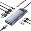 Baseus Docking station per computer portatile, doppio monitor, 9 in 1 USB C HUB con 1000 Mbps, 2 HDMI 4K, 100 W PD, lettore di schede SD/TF, 3 USB, adattatore multiporta USB C per MacBook/Dell/HP