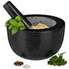 Relaxdays Mortaio e Pestello, in Granito, Erbe Aromatiche e Spezie Volume: 750 ml, Pietra Lucida, D: 20 cm, Grigio Scuro