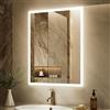 GANPE Specchio da bagno a LED con sensore di movimento e Bluetooth, illuminazione dimmerabile, montaggio a parete, anti-appannamento IP44, impermeabile verticale e orizzontale (70_x_90_cm)