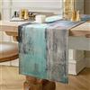 Hanrunsi Runner da Tavola Moderno in Lino Verde Acqua Runner da Tavola Boho a Doppio Strato Addensato Panno Decorativo Turchese Blu e Grigio per Cene di Eventi, Decorazioni per la Casa 40 cm x 140 cm