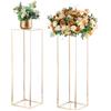 Inweder Centrotavola Nozze Stand Fiori Oro - 2 Pezzi Vasi a Colonna in Metallo Inweder Vaso da Pavimento Alto 100cm Vasi Rettangolari Centrotavola Portafiori Geometrici Centrotavola Feste Decorazioni Casa