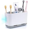 toprance Portaspazzolino elettrico organizer grigio in piedi per lavabo, grande portaspazzolino con divisori regolabili antiscivolo per famiglia, bambini