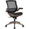 Flash Furniture Exec Mesh Mid-Back Sedia da Ufficio Girevole direzionale in Rete Nera Trasparente con Struttura in Oro Melrose e braccioli ribaltabili, Metallo, Nero, 55.88 x 62.23 x 104.14 cm