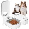 ZMAYPLUS Distributore Automatico Cibo Gatti o Cani a 2 Pasti Mangiatoia Automatica di Cibo Secco o Semi-Bagnato Con Timer Display LED 1-48H Mangiatoia Automatica