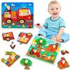 KOKOBOX PRIMO GIOCATTOLO Puzzle Bambini 1 2 Anni Puzzle in Legno con Pioli per Bambini Gioco Neonato 3 Mesi Giochi Montessori Giocattolo Educativo Bambina Bambino Neonato - Fattoria