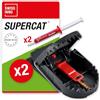 SWISSINNO Trappola per Ratti PRO SuperCat - Trappola Riutilizzabile e Affidabile - Eliminazione Rapida e Precisa - Con Esca al Burro di Arachidi - 2 Trappole + 2 Siringhe di Ricarica