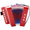 Dilwe Fisarmonica, 7-Key 2 Bass Mini Piccola Fisarmonica Educativa Strumento Musicale Giocattolo per Bambini(rosso)
