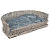 UNUS RM E-Commerce, lettino per cani, cesta in vimini misura S-XL con cuscino grigio, per cani di grande e piccola taglia