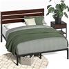 Zinus Figari Letto 120x190 cm - Struttura letto 31 cm di altezza con contenitore sotto il letto - Struttura del letto a piattaforma sostenibile in bambù e metallo con testiera a doghe - Marrone e nero