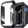 NEW'C 2 Pezzi Cover + Pellicola Prottetiva - Custodia HD con protezione in vetro temperato integrata per Apple Watch 45mm Series 8/7 - Nera