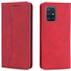 OKZone Cover per Samsung Galaxy A51 4G, Custodia Flip Pelle Portafoglio Magnetica Libro [Slot Schede], Silicone TPU Bumper Wallet Supporto Cover, Antiurto [Kickstand] (Rosso)