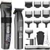 Hatteker Kit tagliacapelli professionale e tagliacapelli a T, per uomo, senza fili, per barba, barbiere, tagliacapelli, kit per la cura dei capelli, IPX7, impermeabile