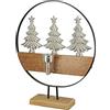 GILDE Decorazione natalizia in legno, motivo: alberi di Natale in alluminio, colore: marrone, argento, decorazione da tavolo, altezza 43 cm