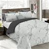 Italian Bed Linen Set Copripiumino Microfibra Fashion, Lavorato in Italia - Parure Copri Piumino - Sacco Piumone 150x200 cm con Patella e federa Cuscino, Singolo, Marble
