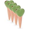 Relaxdays Set Irrigazione a Goccia, 4 Coni per Piante in Vaso e Fioriere, Innaffiatori 70 ml, Argilla, Terracotta Verde, Ceramica, 14 x 6 x 4 cm