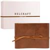 Belcraft Tivoli Album Fotografico in Pelle Riciclata, Elegante Pensiero con Scatola Regalo, Realizzato a mano da Artigiani Toscani, A5 (16x21 cm) Marrone Chiaro