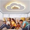 AOEH Plafoniera a LED lampada da soffitto creativo nuvole,con telecomando dimmerabile legno lampadario bambini 20W bianche moderne Plafoniera per soggiorno camera da letto camera dei bambini,40cm