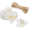 G2PLUS 100 PCS Etichette Regalo,Etichette in Carta Kraft,Etichette di Carta Cuore "SCHÖN DASS DU DA BIST"6x6CM Tag Regalo con Spago,per Natale Compleanno Matrimonio
