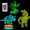 YATOSEEN Luce Notturna Dinosauro Bambini, 3D Illusion Lamp, 16 Cambi di Colore e Telecomando per Regali e Decorazioni per la Stanza Incluso Tirannosauro Rex Drago Volante Triceratopo 3 Modello