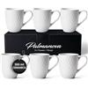 MIAMIO - 6 x 350 ml - Set di tazze da caffè - Tazza moderna in ceramica - Tazza da caffè grande - Collezione Palmanova (Bianco)