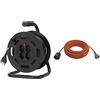 Vimar 0P32731 Avvolgicavo Con Disgiuntore Termico Di Protezione, Nero, 27.5 X 20 X 37.5 Cm & 0R32394 Prolunga Elettrica Universale Con Cavo Da 20M, 21 X 21 X 8 Cm, Arancione