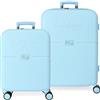 Pepe Jeans Accent Set Valigia Blu 55/70 cm ABS Rigido Chiusura TSA Integrata 116L 7,54 kg 4 Doppie Ruote Bagaglio a Mano