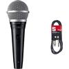 Shure PGA48 Microfono dinamico, mic portatile per voce con modello di raccolta cardioide, interruttore on/off & Stagg SMC6XP Cavo Microfonico di Alta Qualità XLRf to Jack, 6 m, Nero