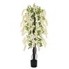 Outsunny Pianta Artificiale Glicine Bianco Finto con Vaso per Interni ed Esterni, Bianco e Verde Diametro 24 x 165cm|Aosom